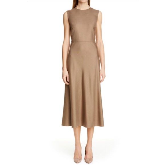 Max Mara Ural Camel Wool Silk Blend MIDI Dress sz 14 NWT - Picture 1 of 10